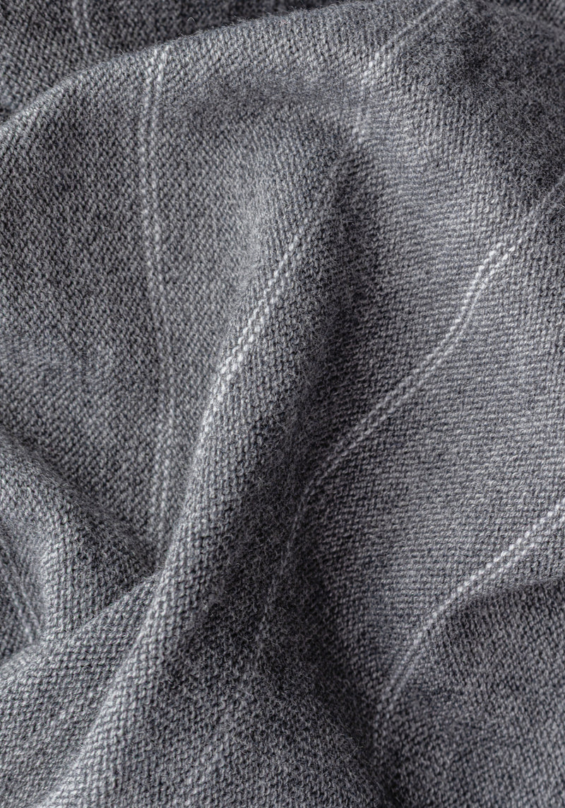 Mono Grey Stripe Merino Wool Blend Cardigan