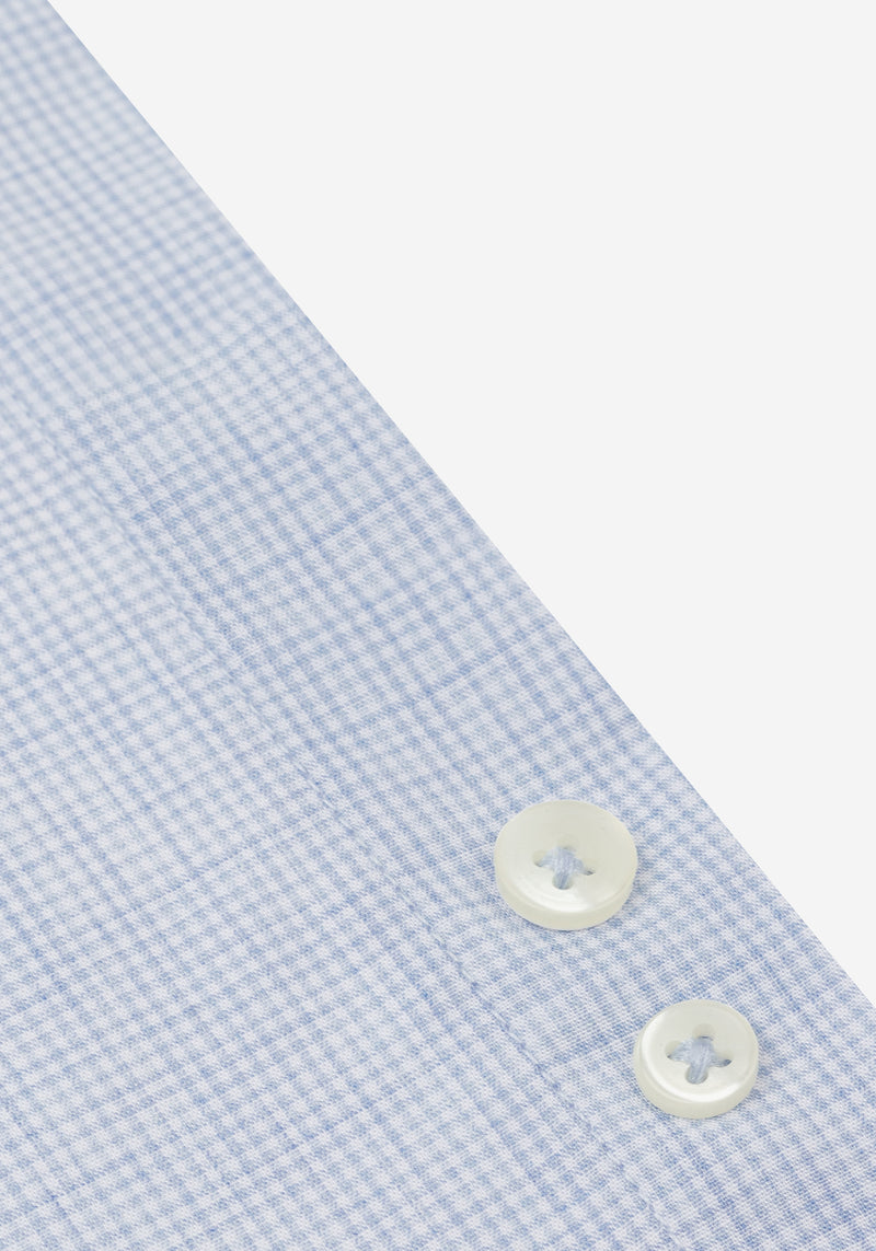 Cornflower Blue Checked Light Oxford Shirt