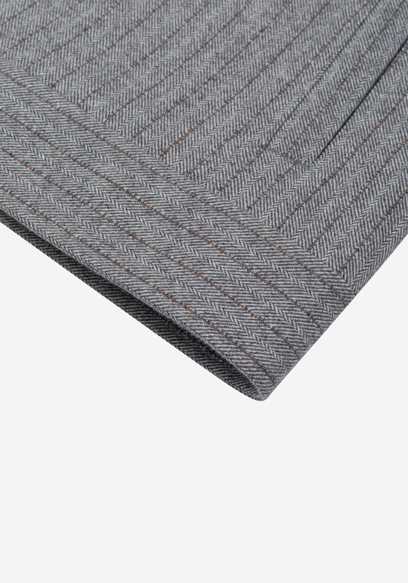 Cloud Grey Stripe Wool-Blend Bomber Jacket