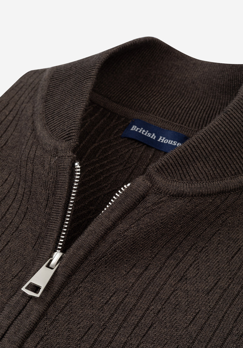 Cliff Brown Double-Zipped Merino Wool Blend Pullover