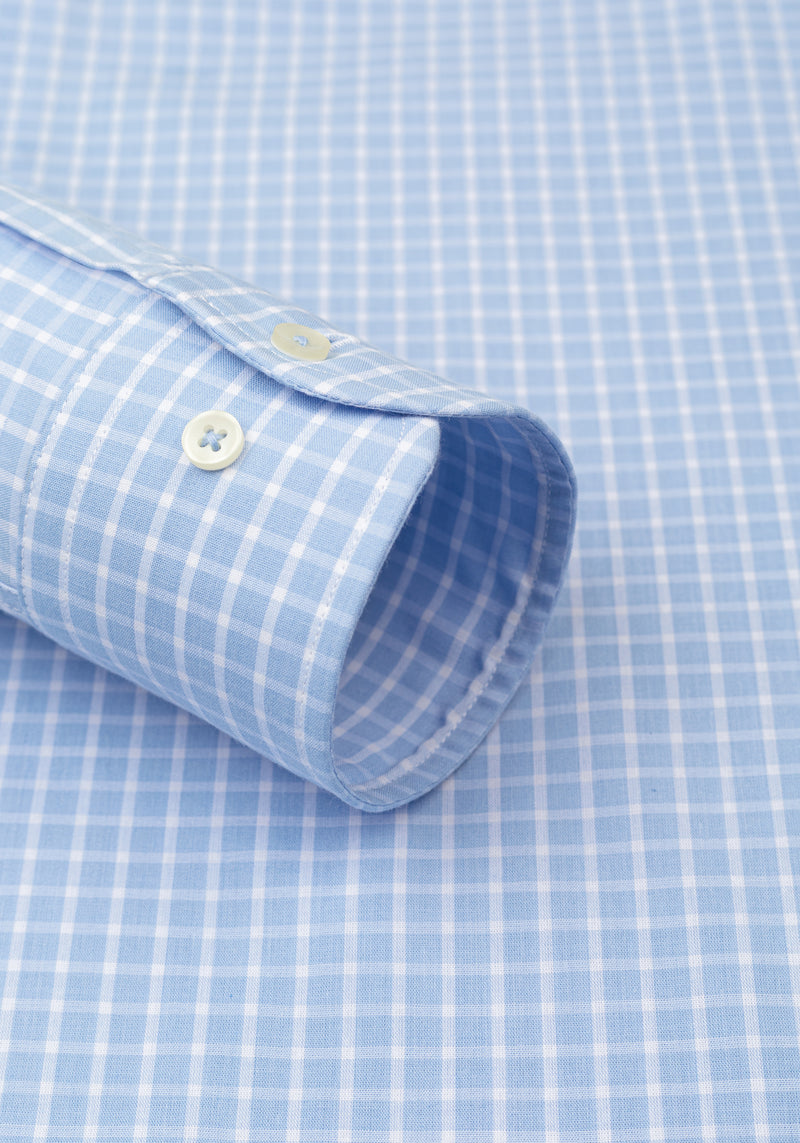 Powder Blue Checked Poplin Shirt