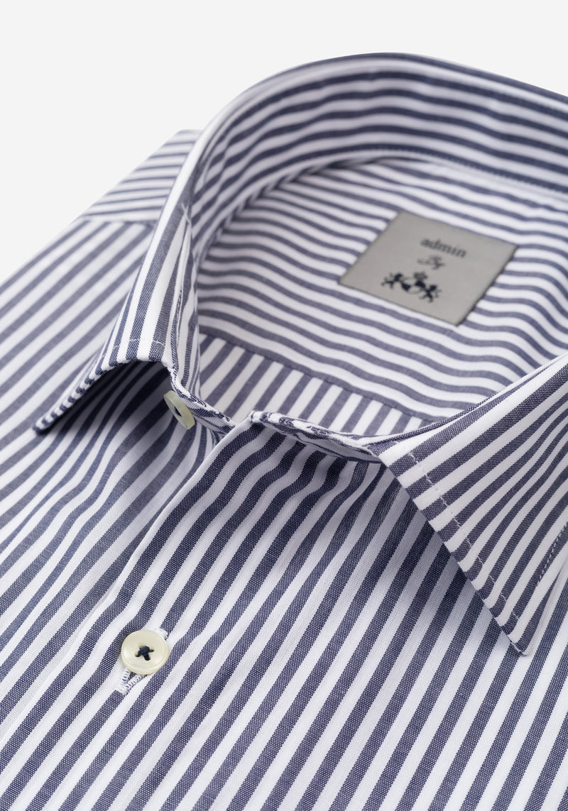Dull Black Stripe Poplin Shirt