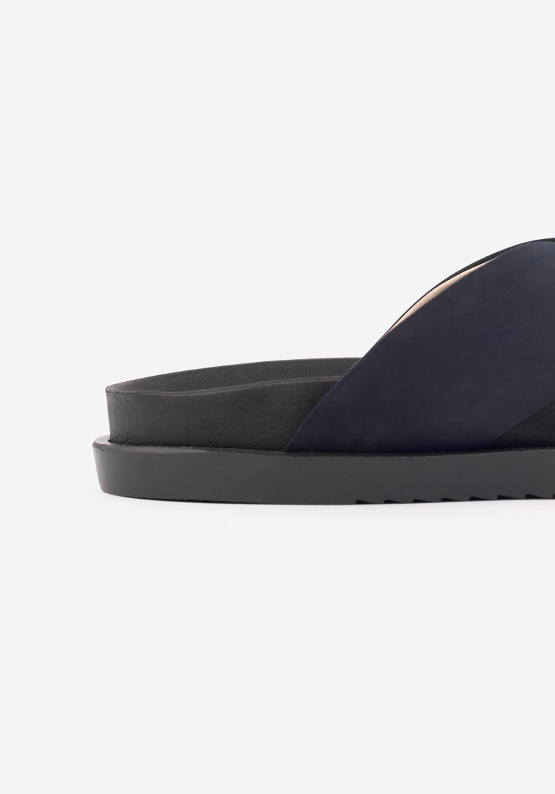 Atlantic Navy Crossover Leather Slide