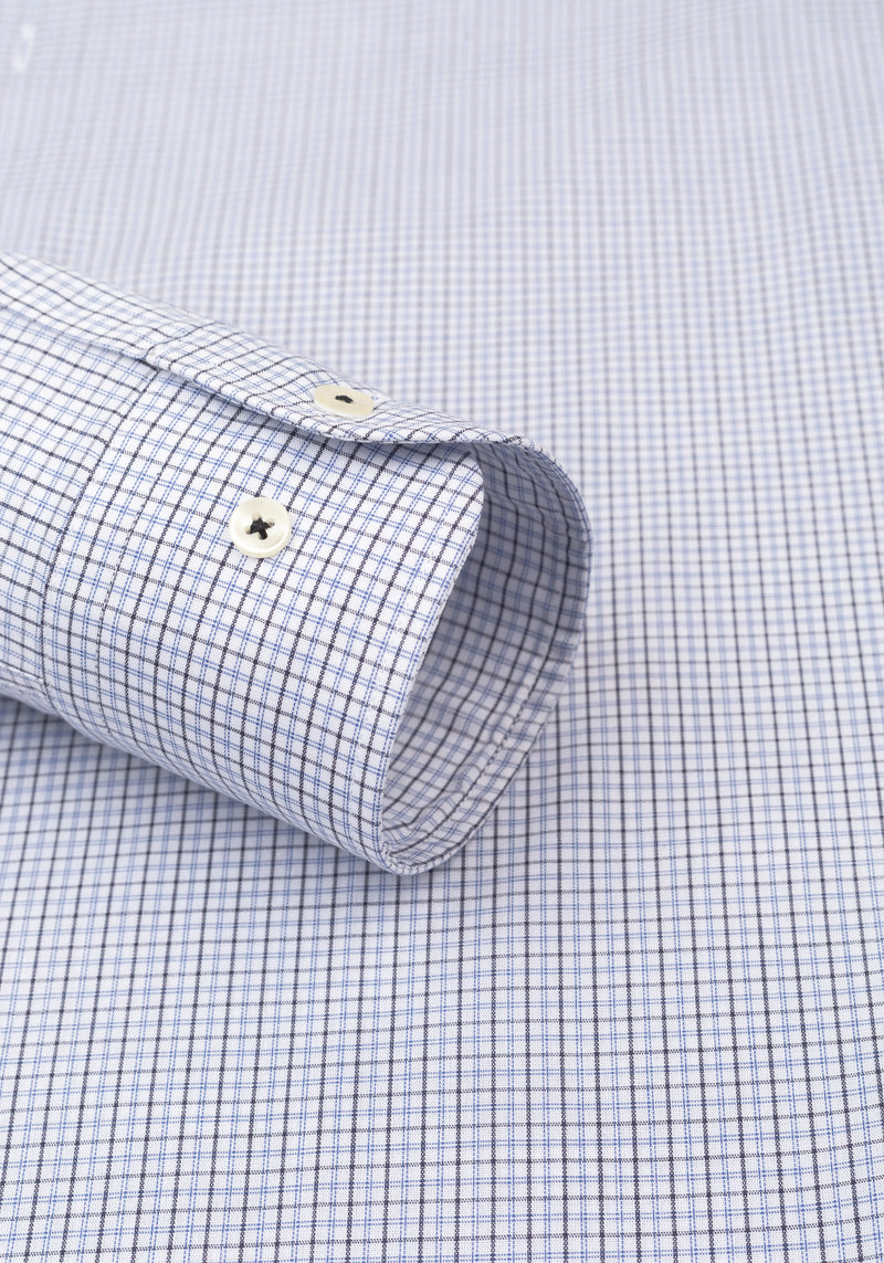 Ink Navy Checked Poplin Shirt