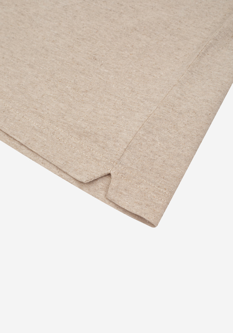 Dune Beige Linen-Blend V-Polo