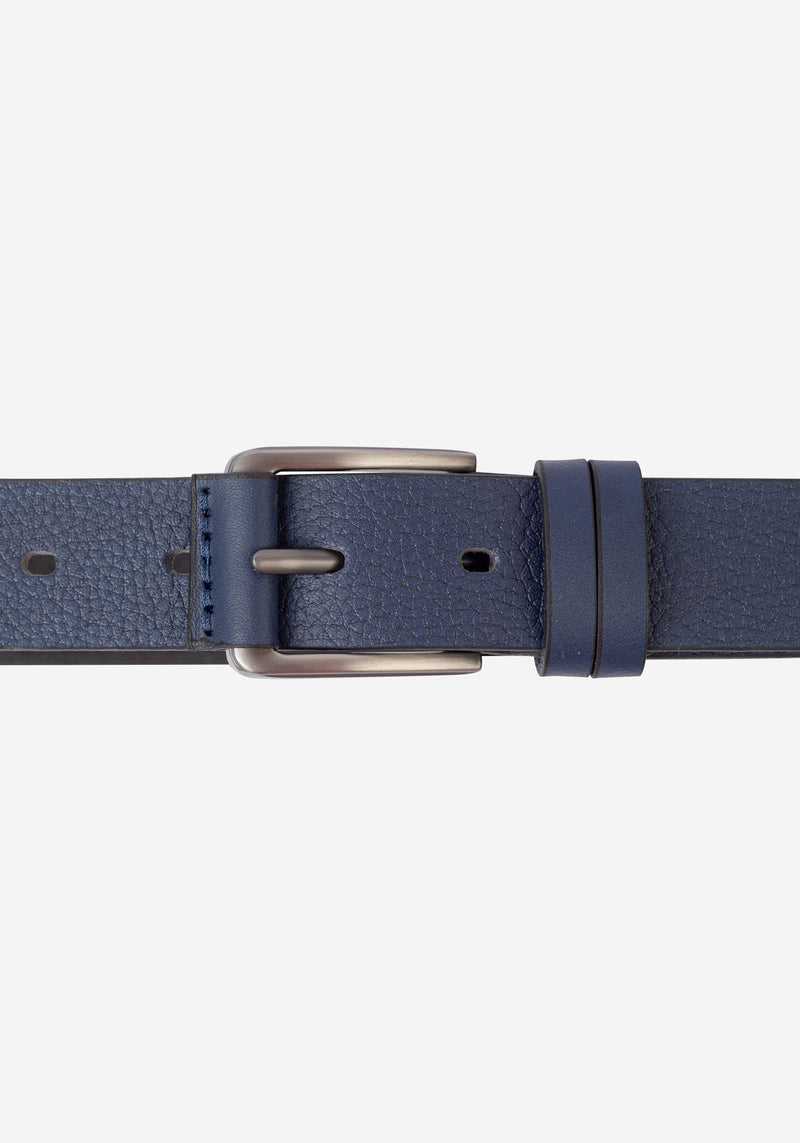 True Navy Leather Belt