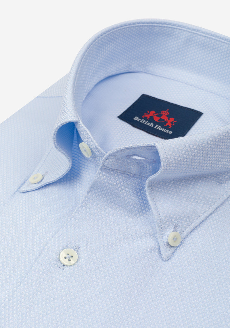 Powder Blue Basket Weave Shirt