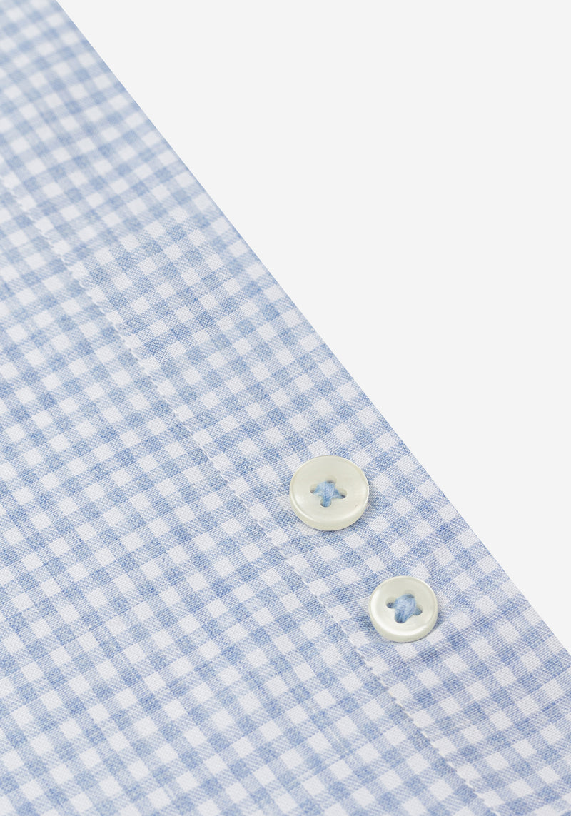 Soft Blue Checked Poplin Shirt