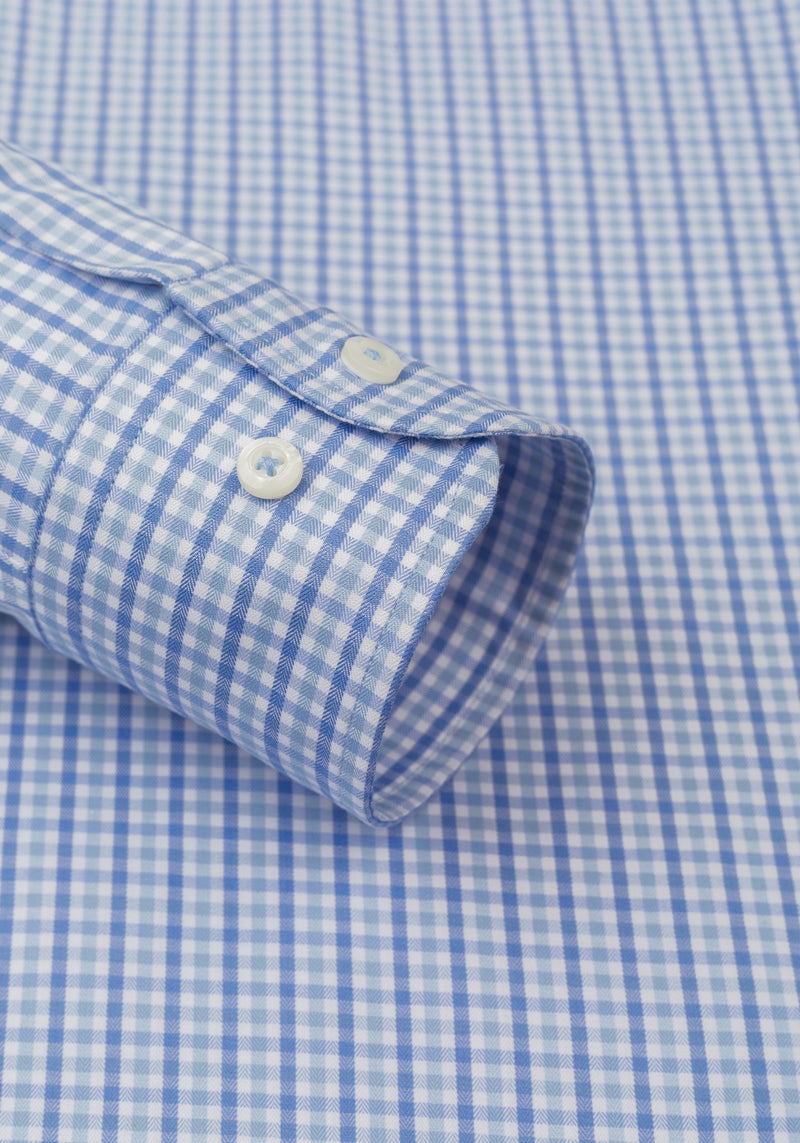 Cabana Blue Checked Herringbone Shirt