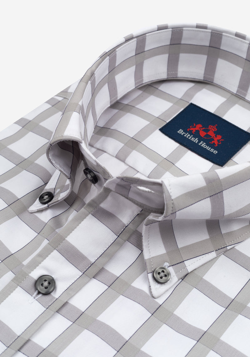 Steel Grey Checked Signature Twill Shirt