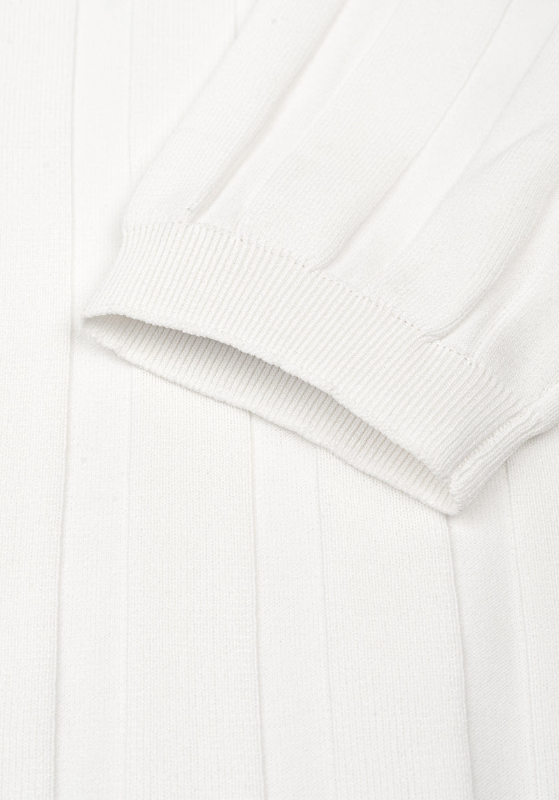 Misty White Polyamide Knitted Polo Shirt