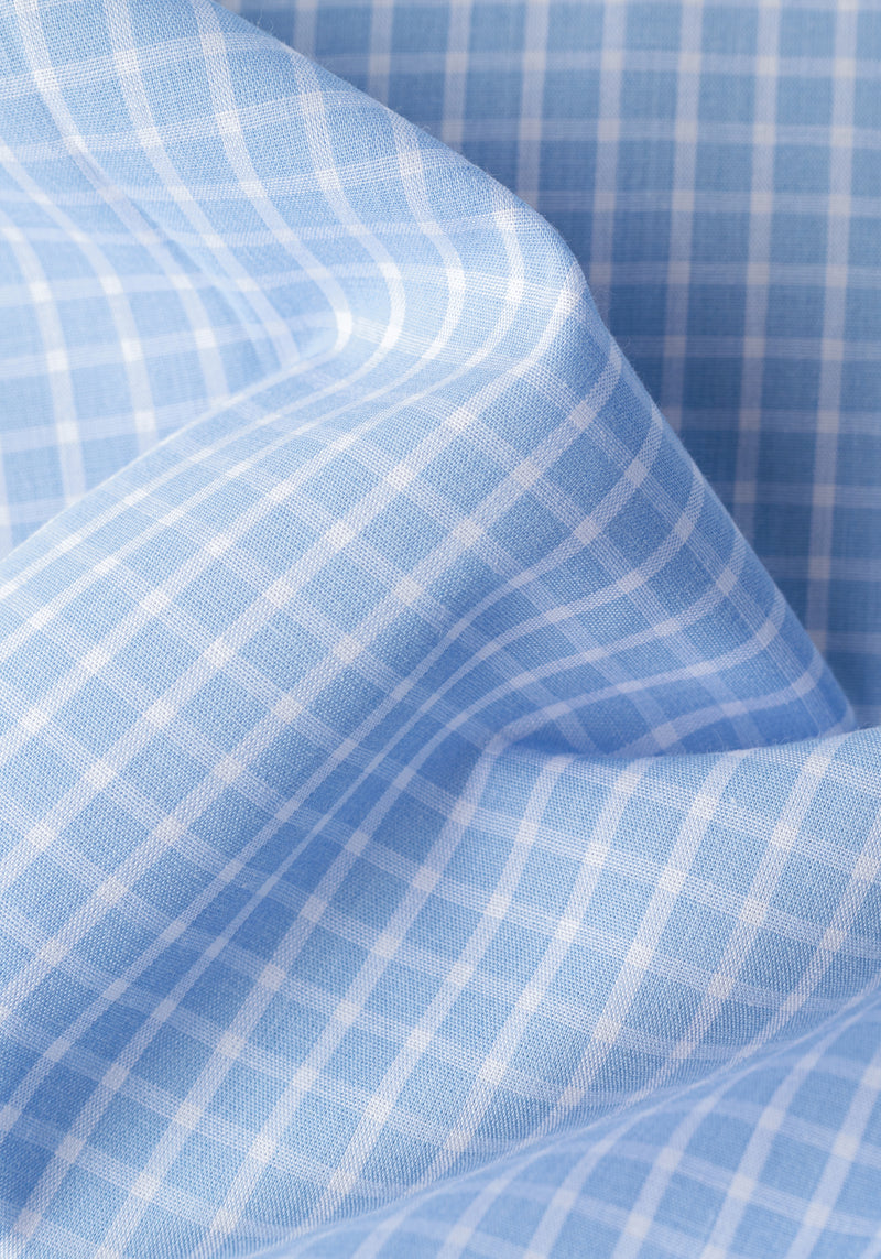 Powder Blue Checked Poplin Shirt