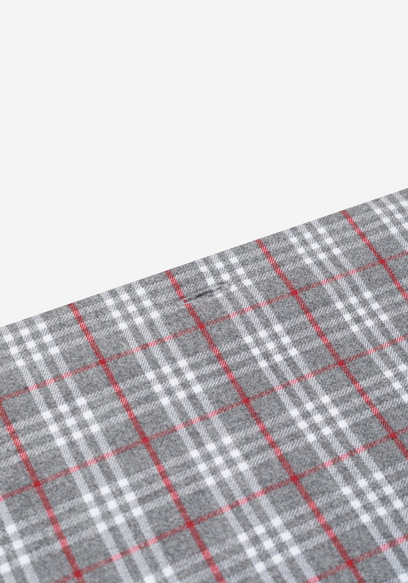Steel Red Grey Checked Flannel Shirt