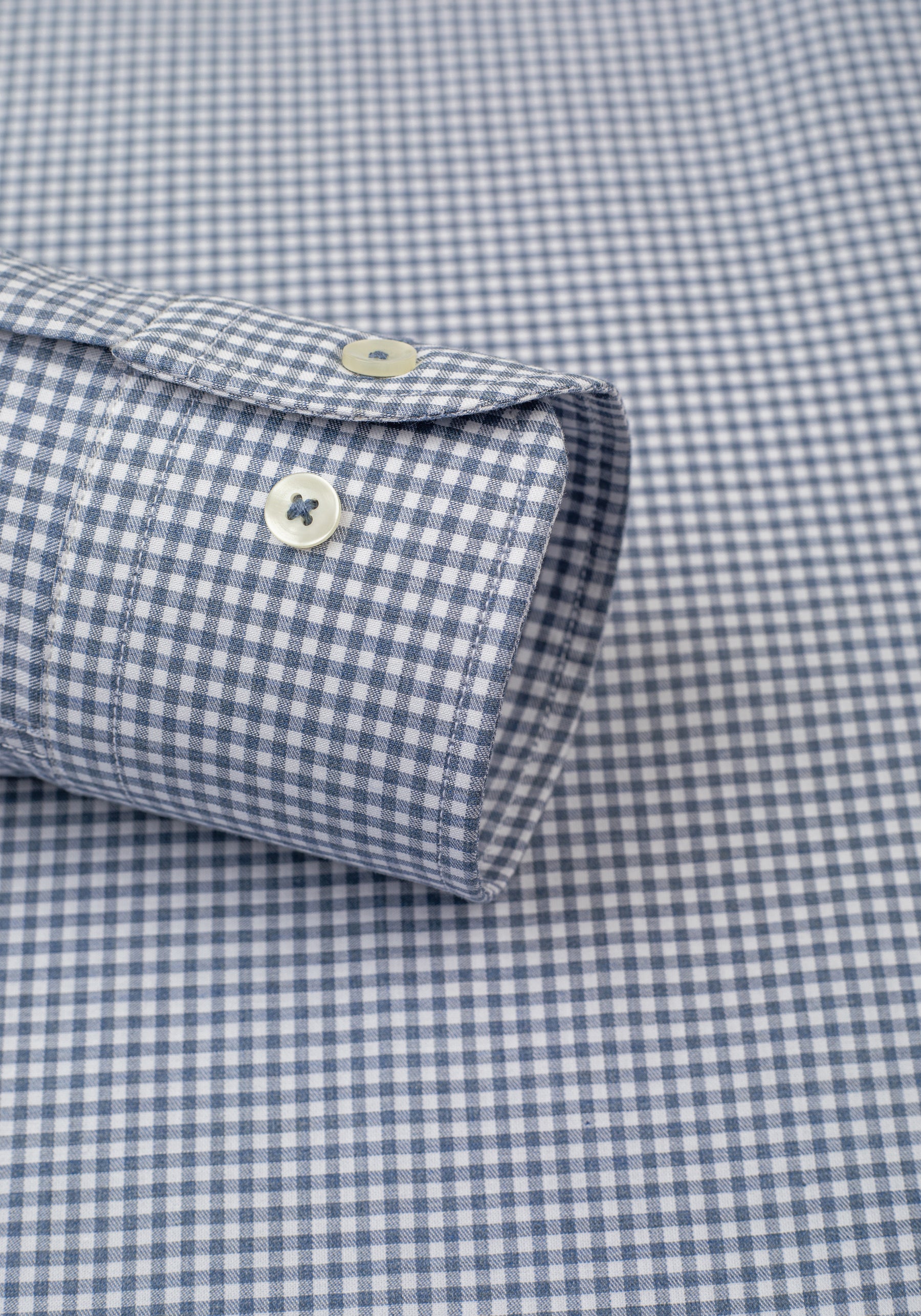 Faded Navy Checked Poplin Shirt