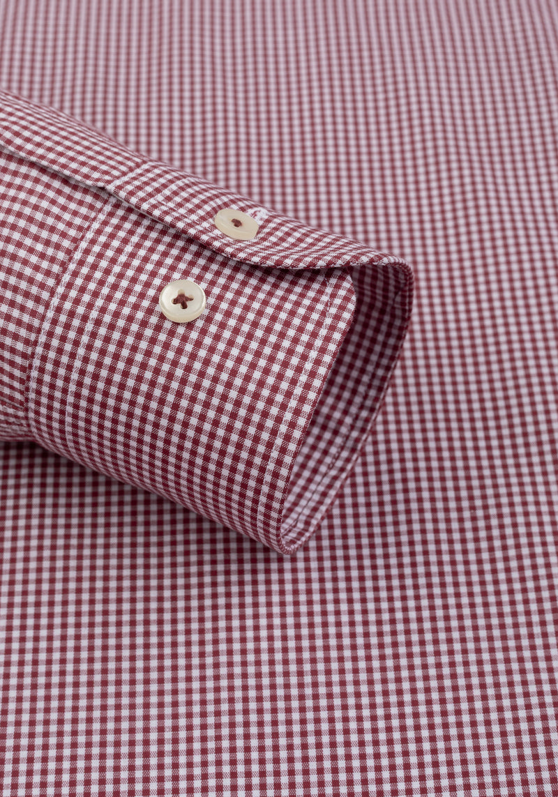 Claret Red Checked Poplin Shirt