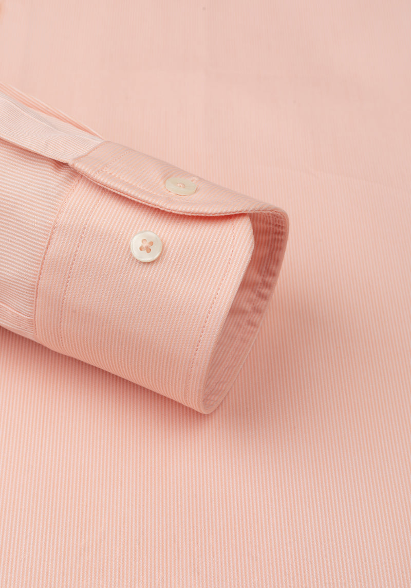 Peach Orange Stripe Piqué Shirt