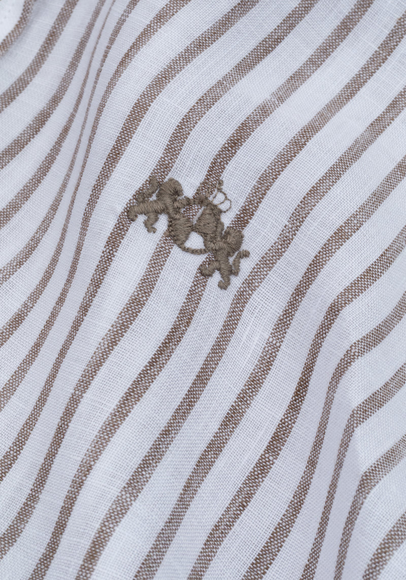 Clay Beige Stripe Belgian Linen Shirt