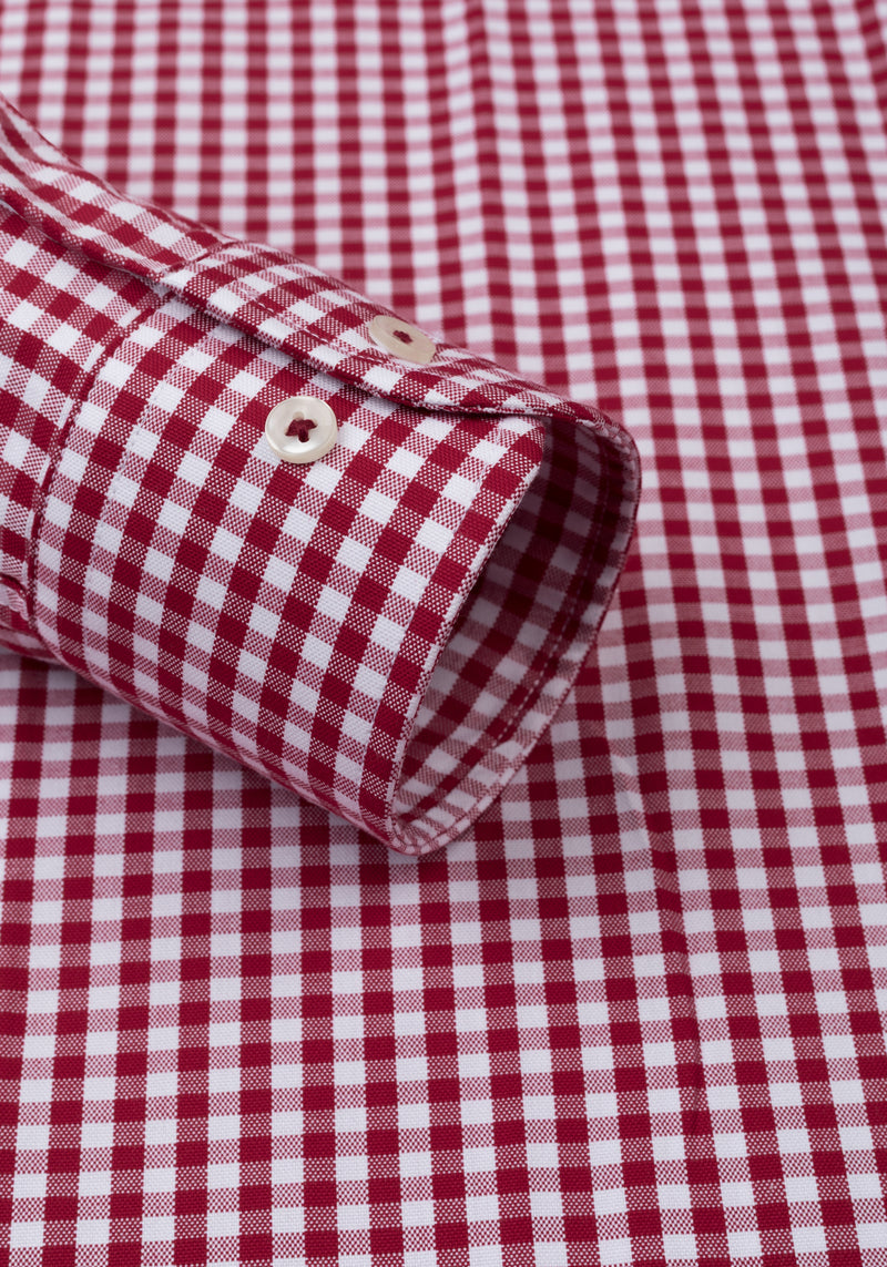 Deep Red Checked Oxford Shirt