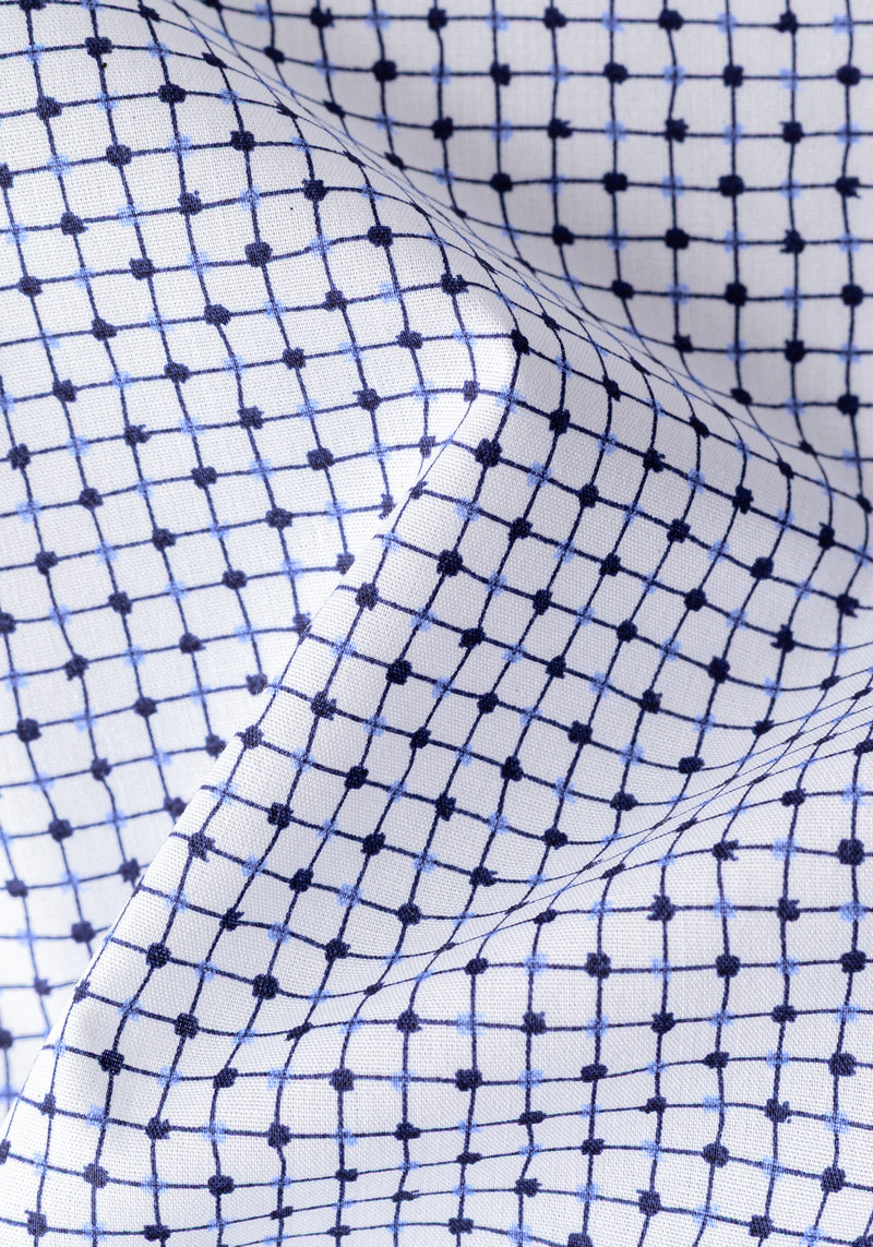 Marine Blue Two-Tone Pattern Poplin Shirt