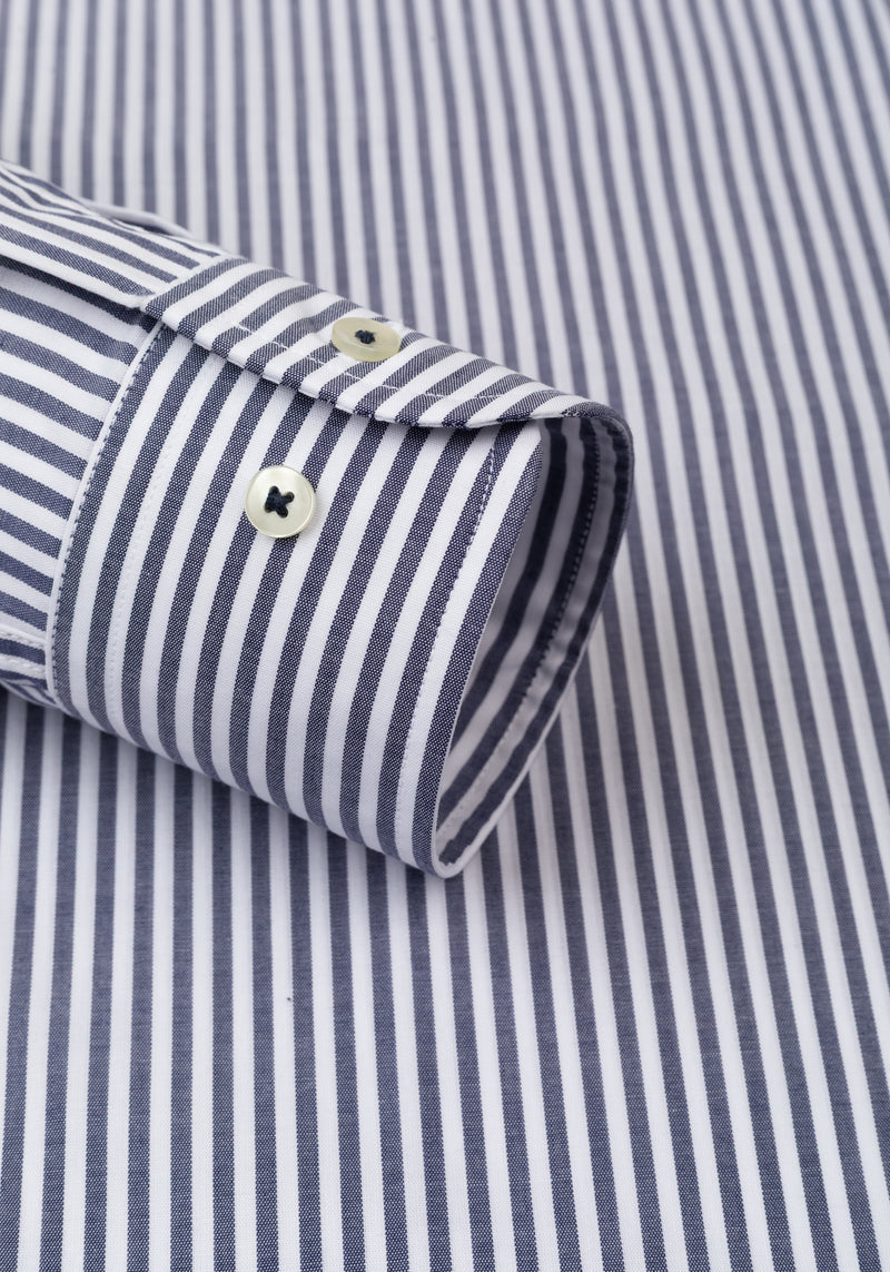 Dull Black Stripe Poplin Shirt