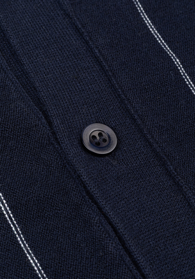 Arctic Navy Stripe Merino Wool Blend Cardigan