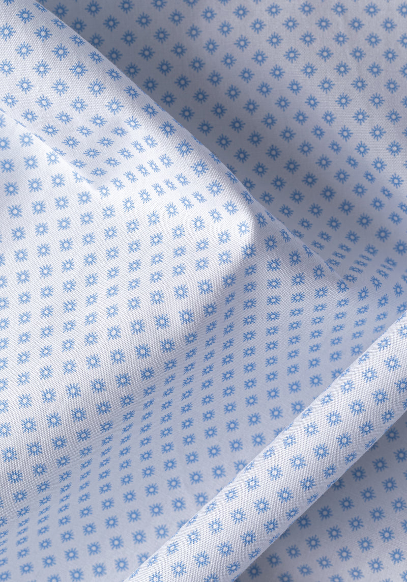White Blue Floral Poplin Shirt