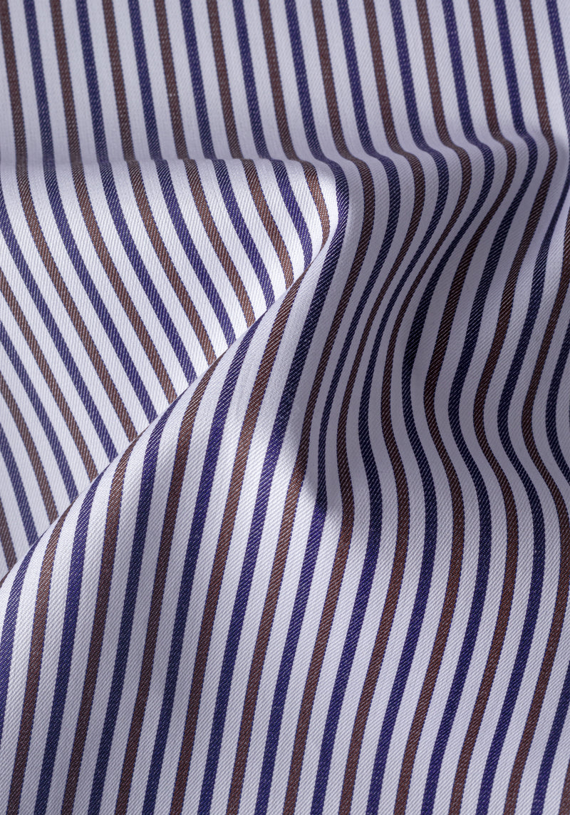 Vintage Navy Brown Stripe Twill Shirt