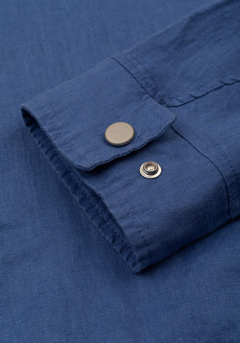 Pier Blue Pure Linen Double-Zip Jacket