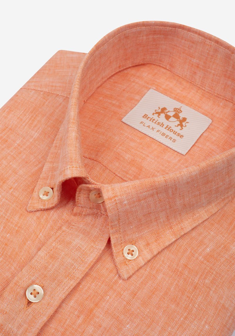 Blush Orange Belgian Linen Shirt