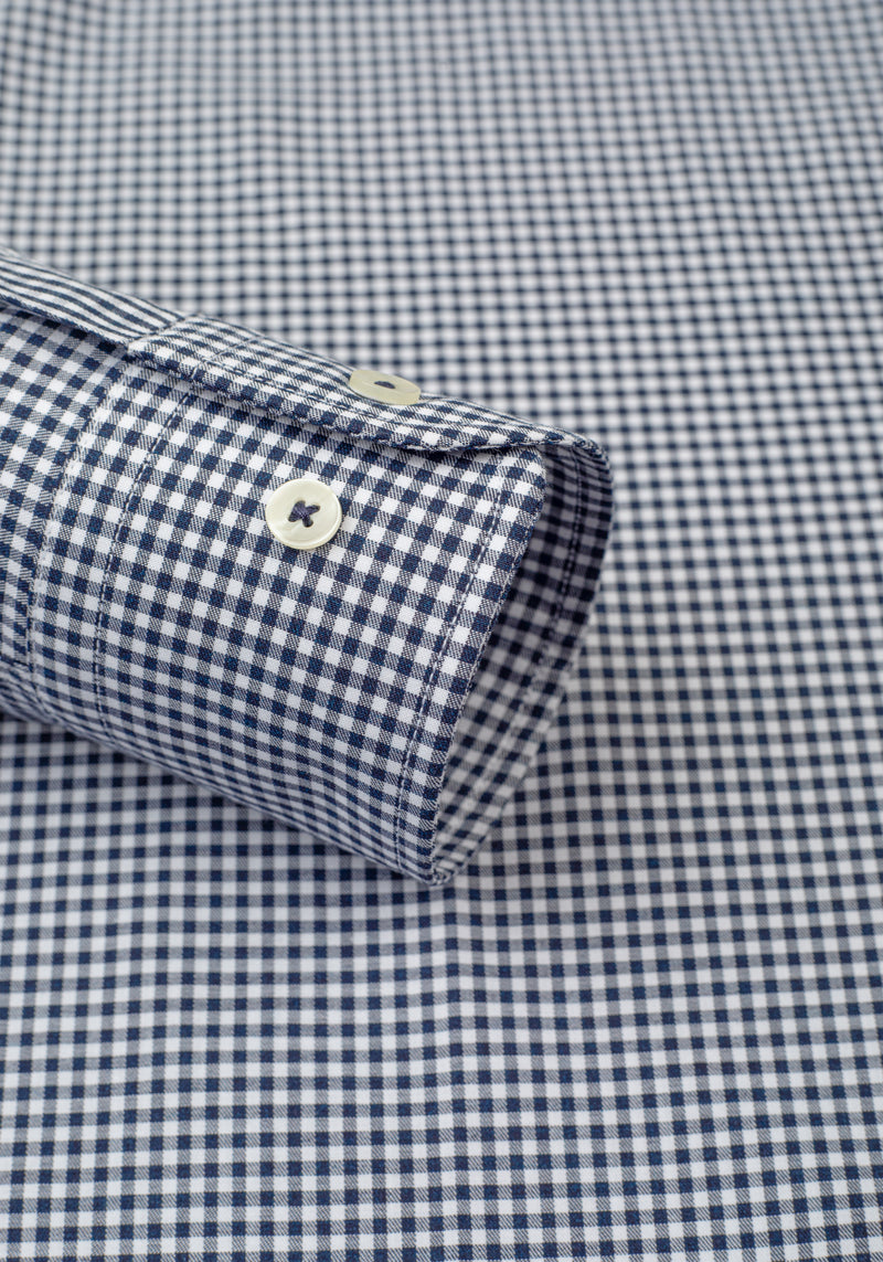 Muted Navy Checked Poplin Shirt