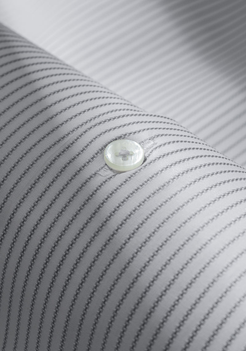 Silver Grey Stripe Fine Poplin Shirt