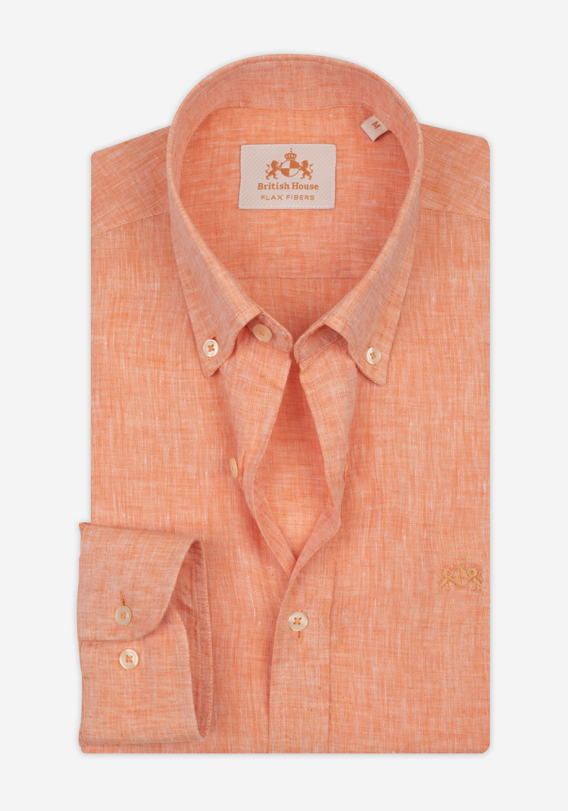 Blush Orange Belgian Linen Shirt