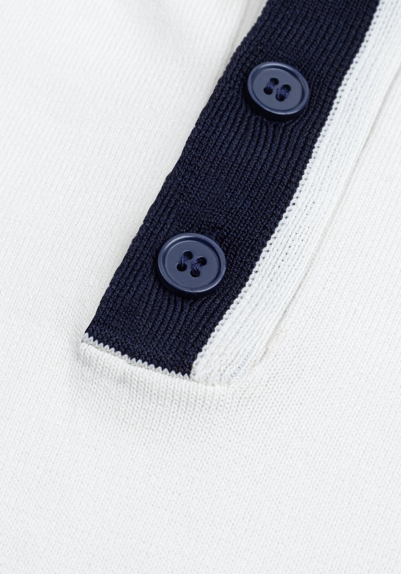 Powder White Polyamide Knitted Polo Shirt