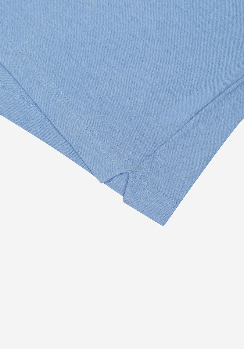 Serene Blue Linen-Blend V-Polo