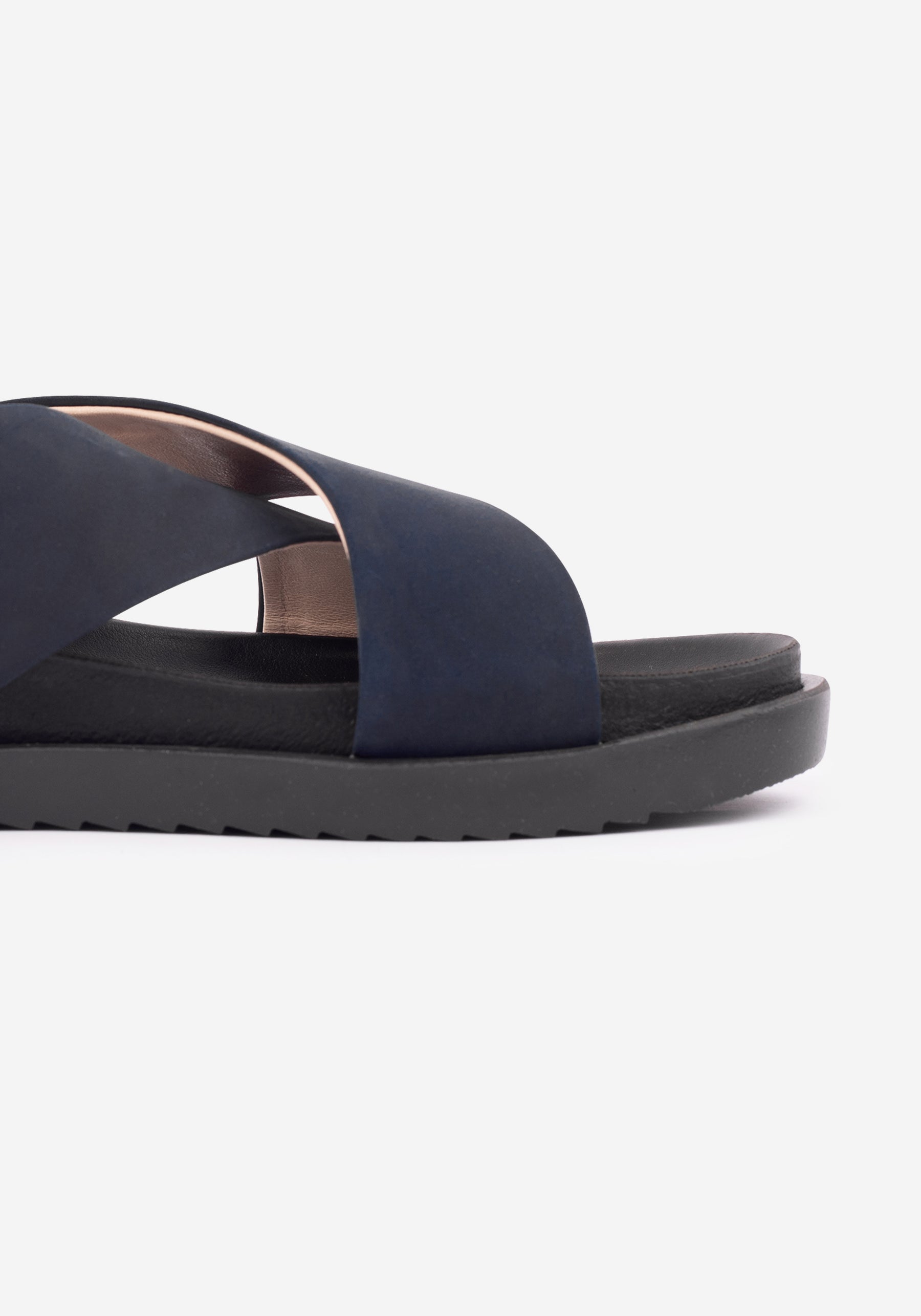 Atlantic Navy Crossover Leather Slide