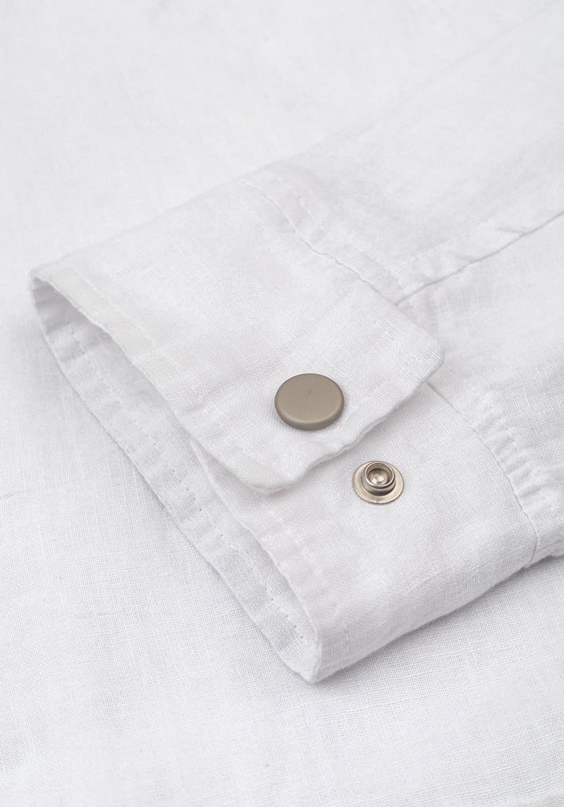 Glare White Pure Linen Double-Zip Jacket