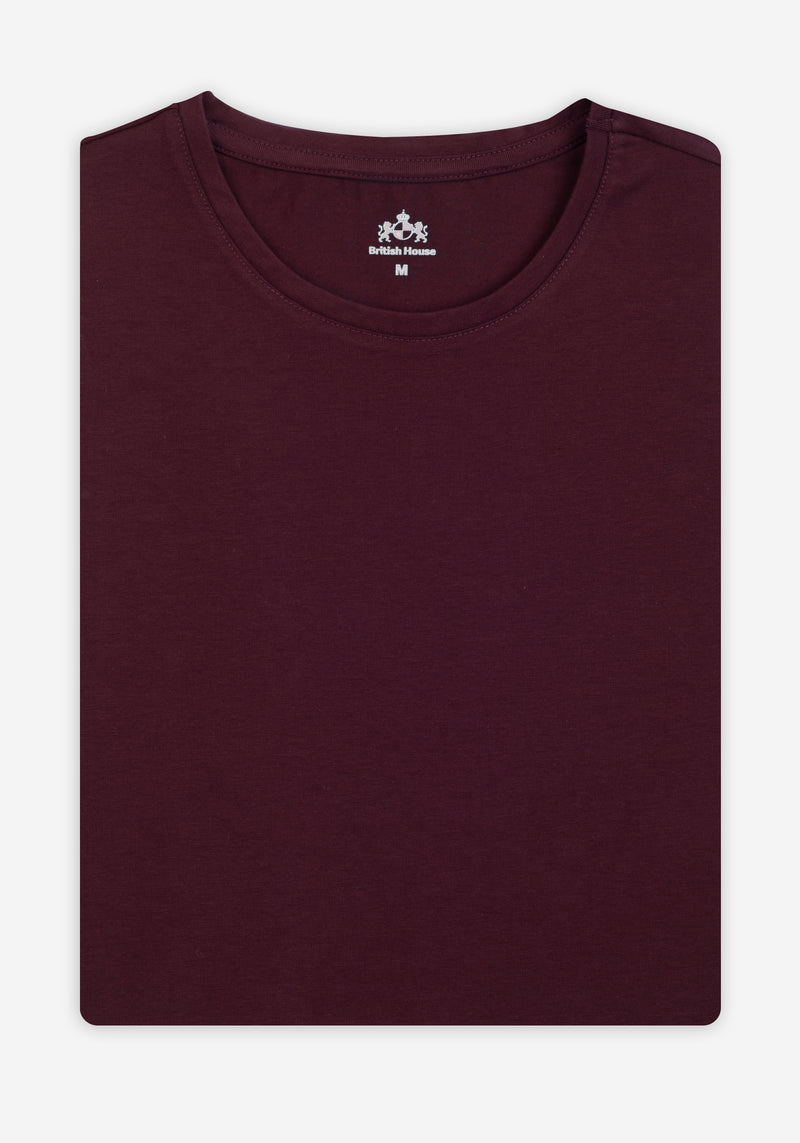 Cherry Maroon Cotton Undershirt - Short Sleeve
