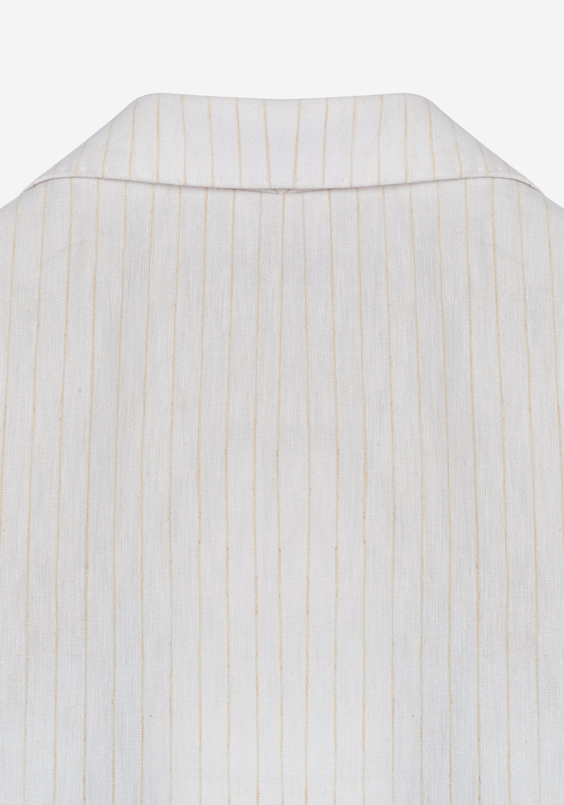 White Desert Beige Stripe Cotton Tencel Linen Blazer