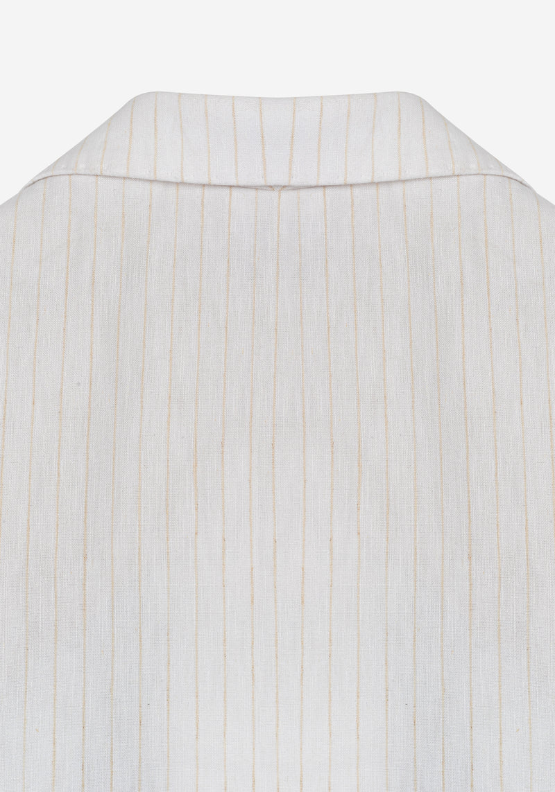 White Desert Beige Stripe Cotton Tencel Linen Blazer