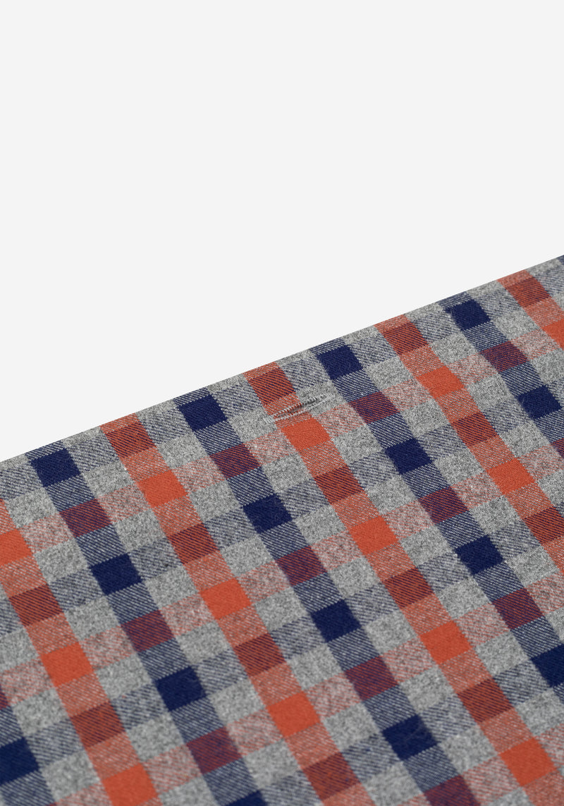 Rust Orange Navy Checked Flannel Shirt