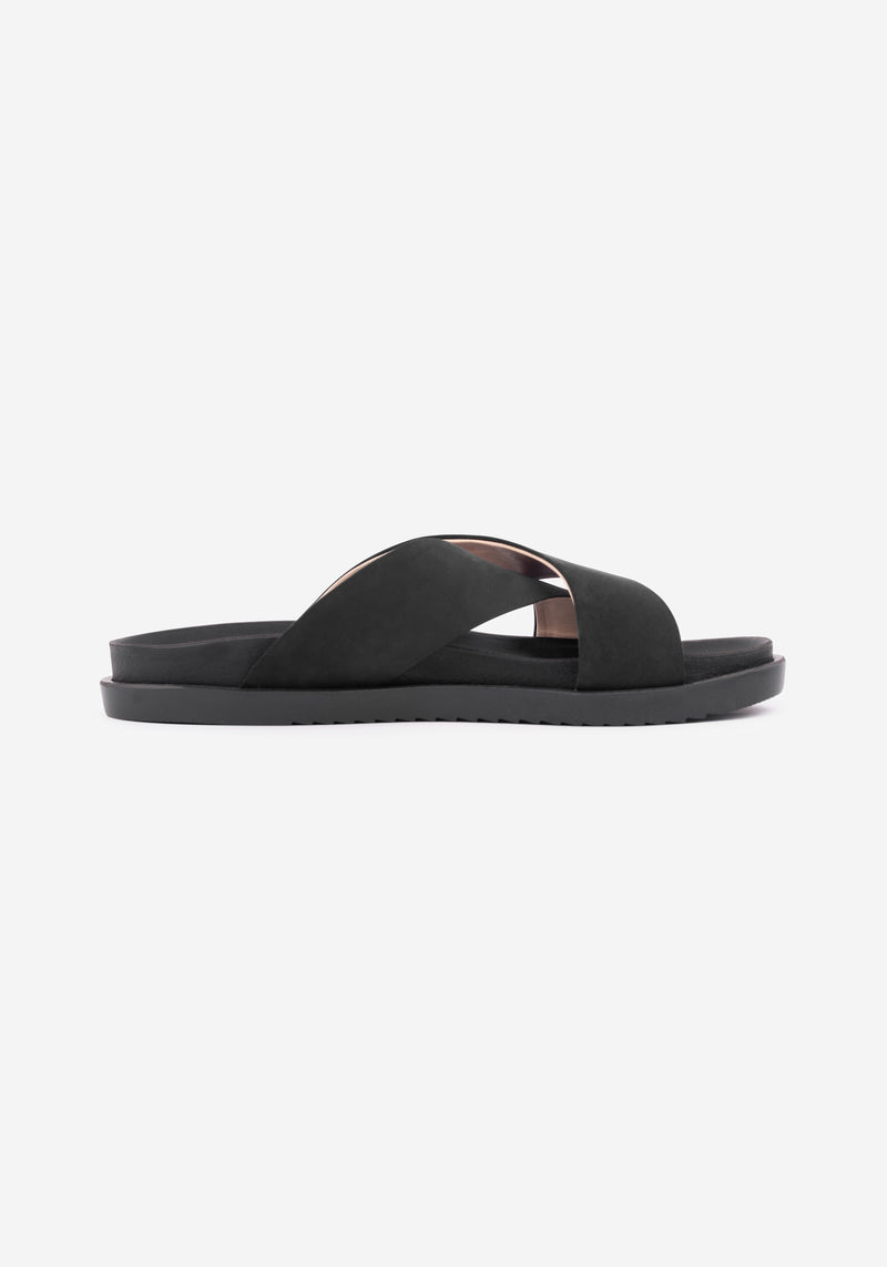 Shadow Black Crossover Leather Slide