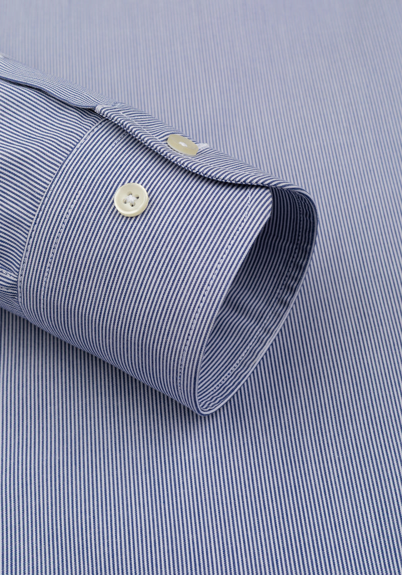 Marine Blue Stripe Signature Twill Shirt