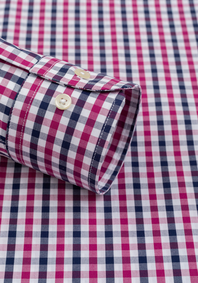 Claret Burgundy Checked Oxford Shirt