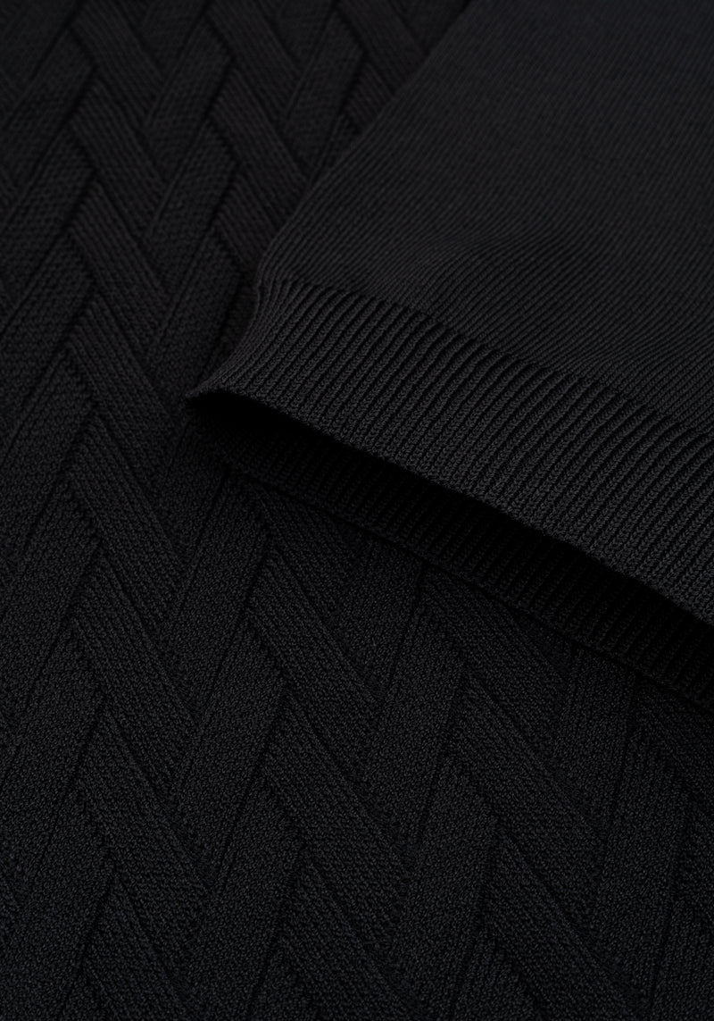 Carbon Black Polyamide Knitted Polo Shirt