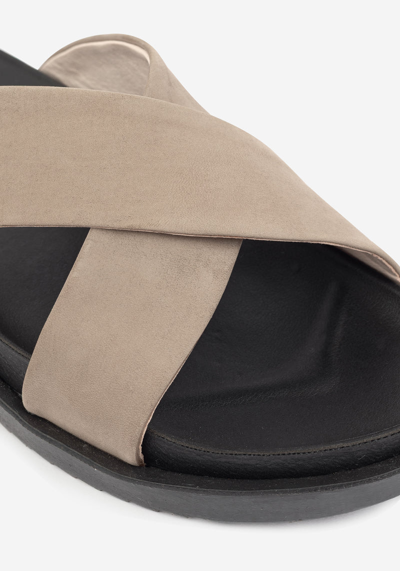 Shore Beige Crossover Leather Slide
