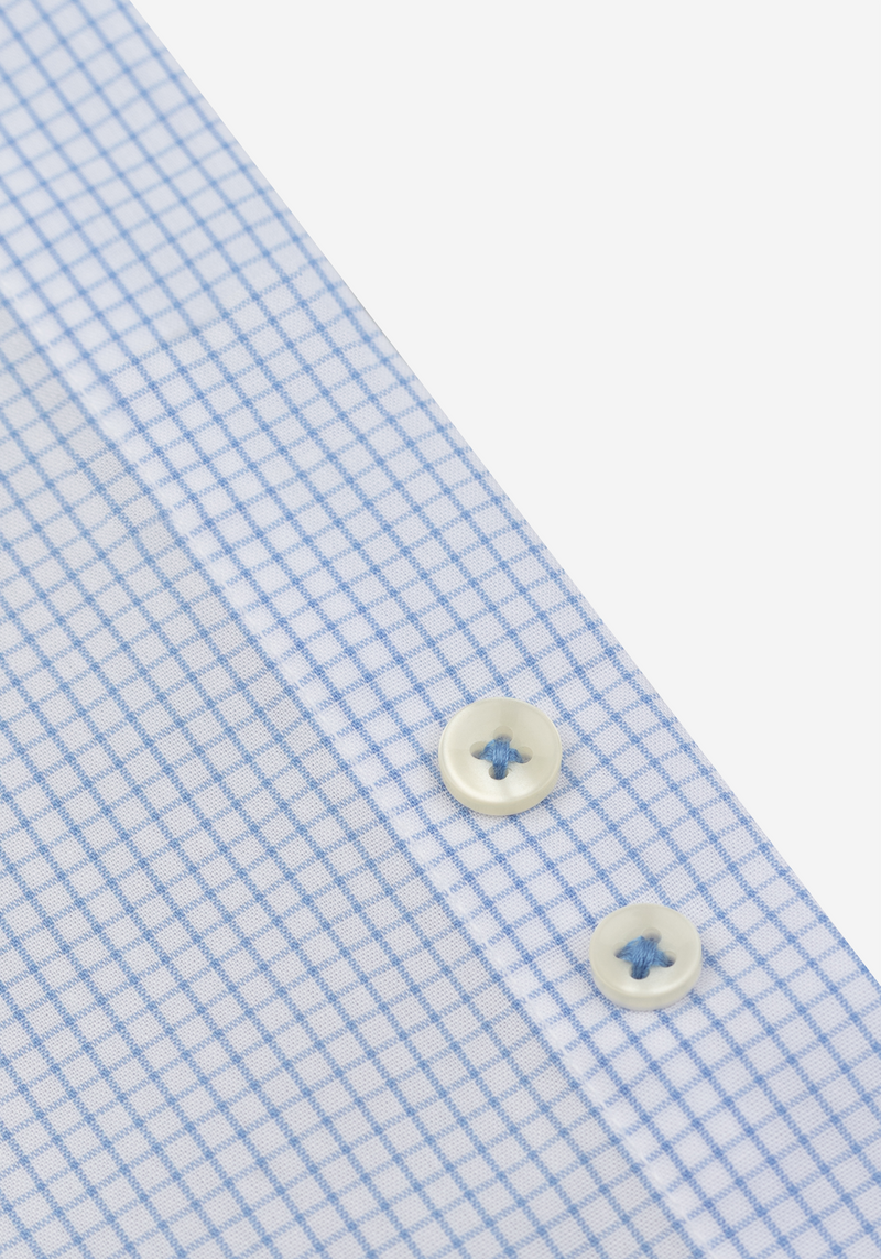Light Blue Checked Poplin Shirt