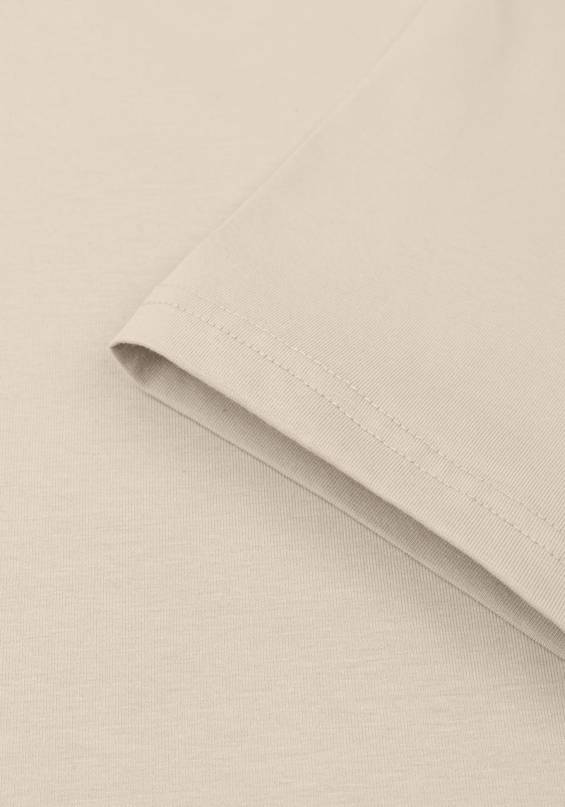 Ash Beige Cotton Undershirt - Short Sleeve