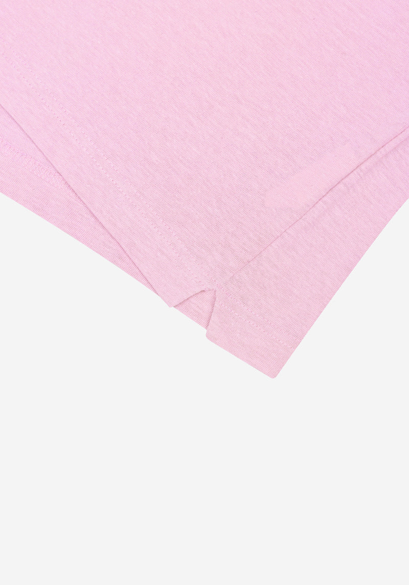 Pastel Pink Linen-Blend V-Polo
