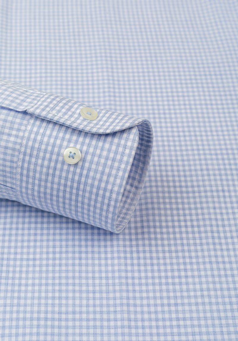 Soft Blue Checked Poplin Shirt
