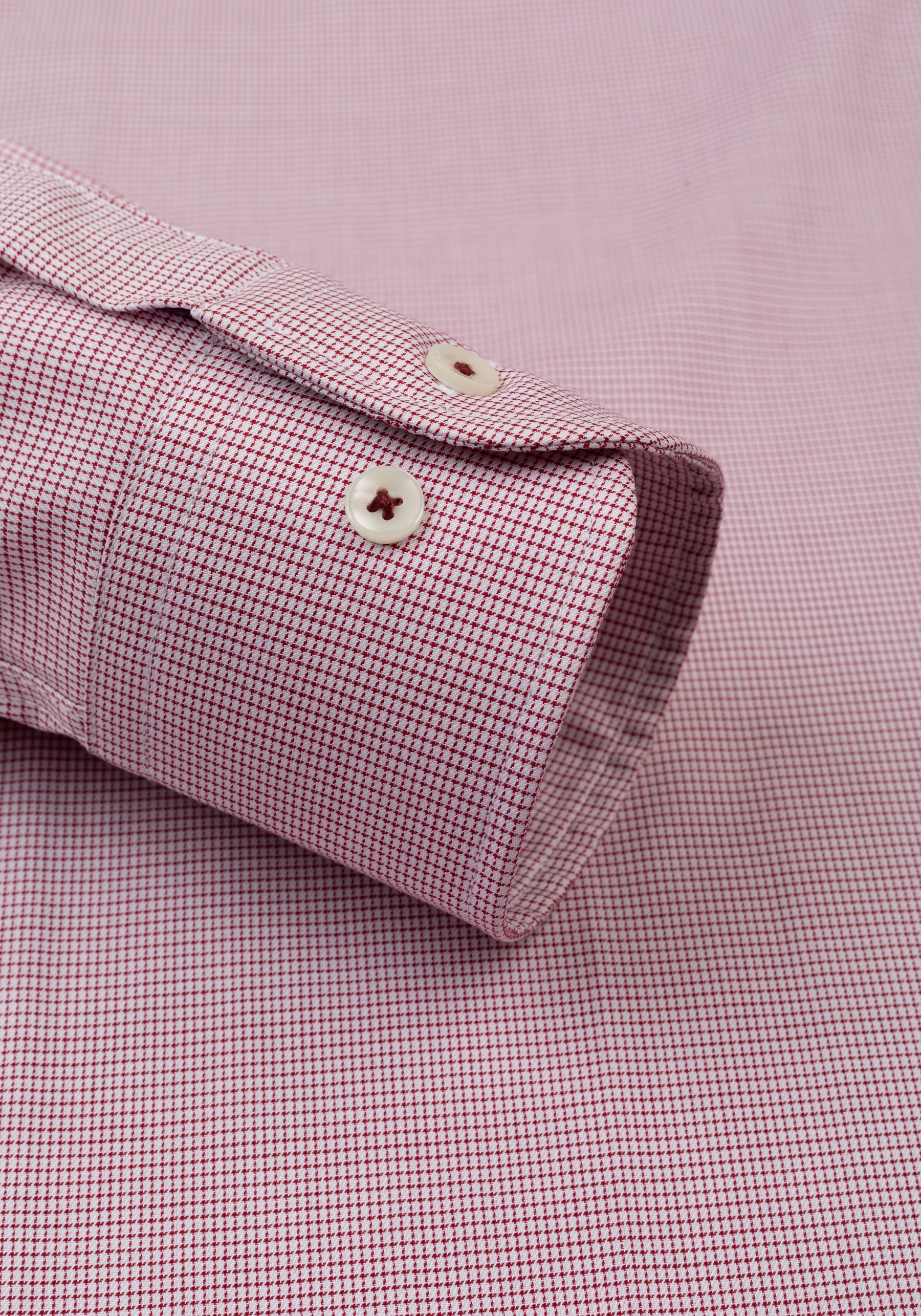 Eterna Red Checked Mini Houndstooth Shirt